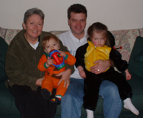 Sandra, Christopher Hartnett, Craig and Elizabeth Hartnett at Hallowe'en 2002.